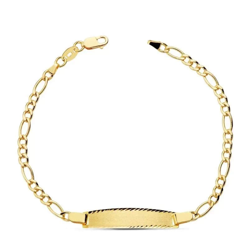 Esclava oro 18k 17cm cadena eslabón 3x1 borde chapa tallado [AC1050GR]