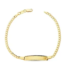 Esclava oro 18k hueca 17cm. cadena barbada borde chapa [AC1051]