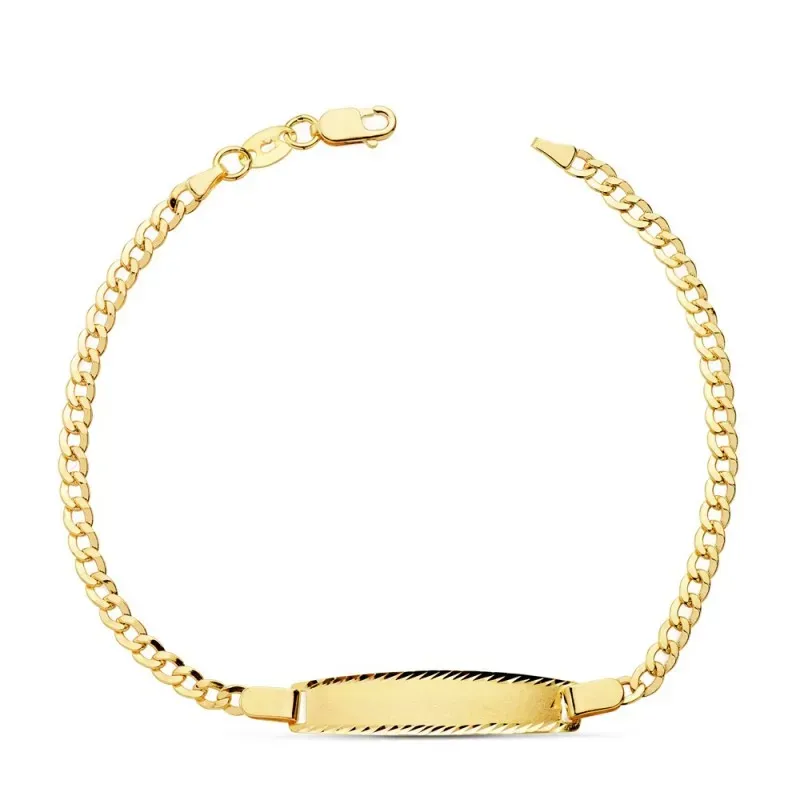 Esclava oro 18k hueca 17cm. cadena barbada borde chapa [AC1051]