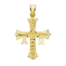 Colgante oro 18k Cruz de Covadonga 31mm. detalles [AC1052]