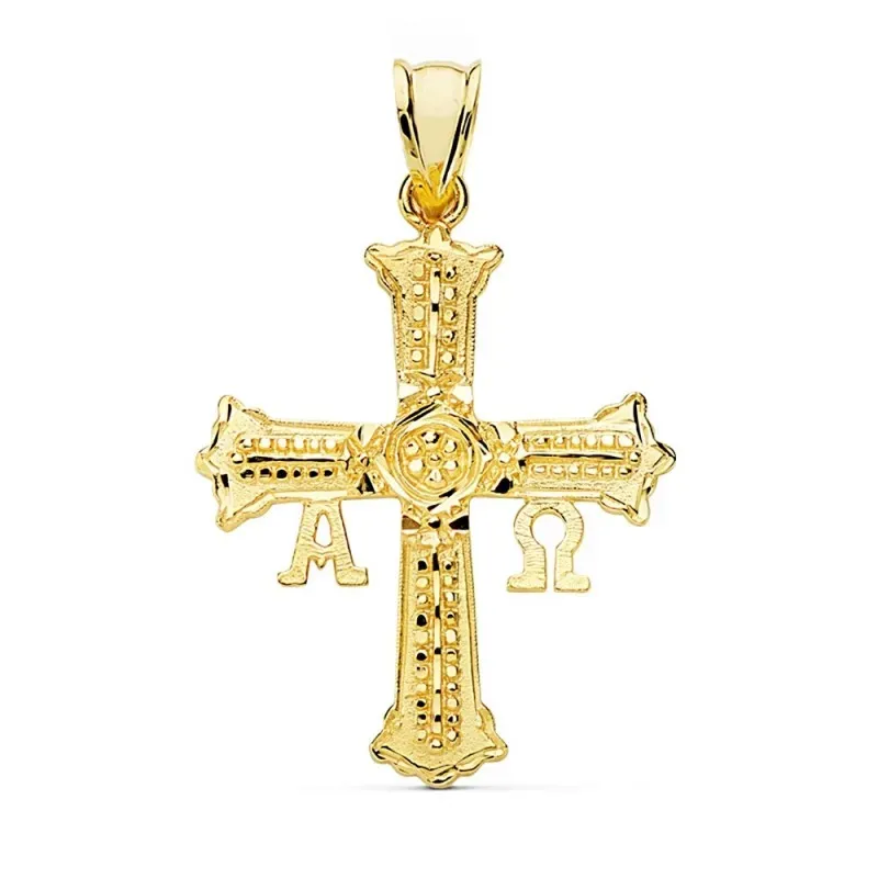 Colgante oro 18k Cruz de Covadonga 31mm. detalles [AC1052]