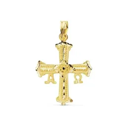 Colgante oro 18k Cruz de Covadonga 24mm. detalles [AC1053]