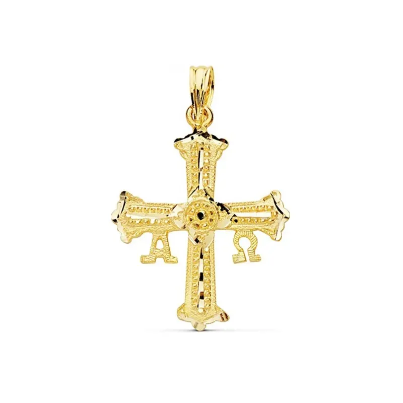Colgante oro 18k Cruz de Covadonga 24mm. detalles [AC1053]