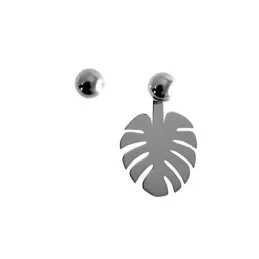 Pendientes plata Ley 925m desmontables motivo hoja 20mm. bola 5mm. cierre presión mujer [AC1254]