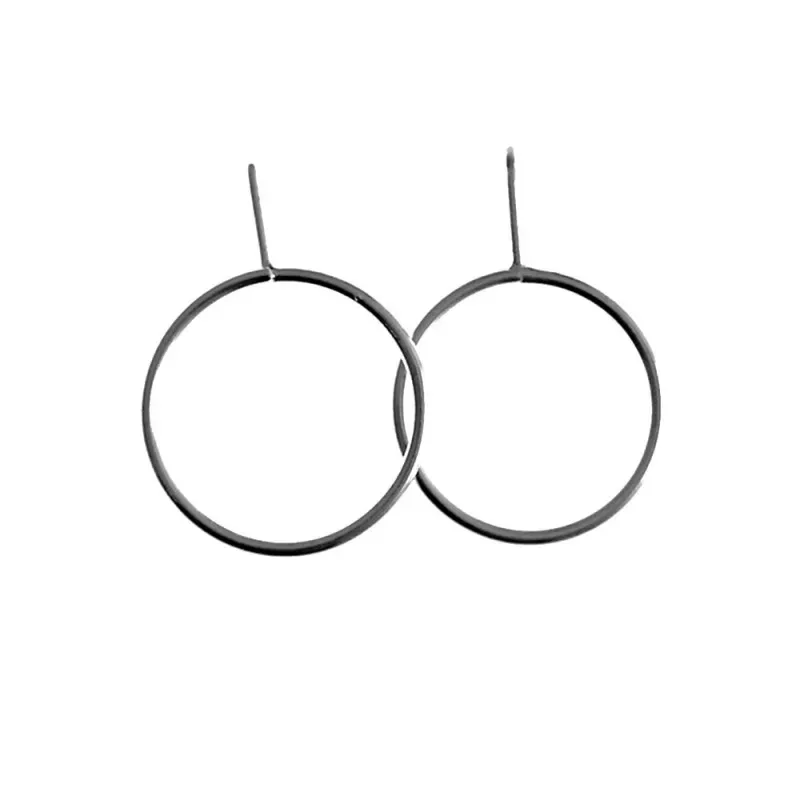 Pendientes plata Ley 925m largos 30mm. Karma 20mm. lisos cierre hippie mujer [AC1404]