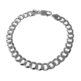 Pulsera plata Ley 925m. barbada 21cm. hombre lisa cierre mosquetón
