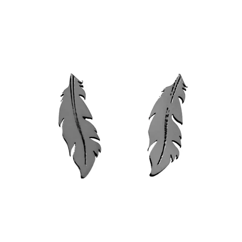 Pendientes plata Ley 925m. mujer motivo pluma 15mm. láser cierre presión