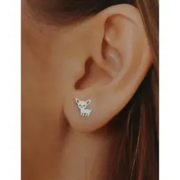 Pendientes plata Ley 925m. niña motivo chiguagua 8mm. cierre presión