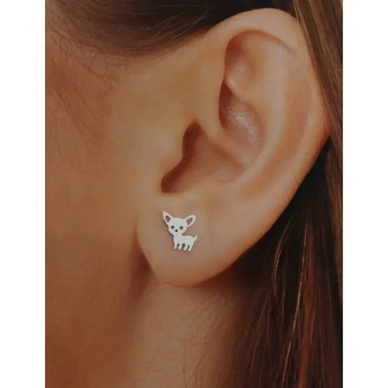 Pendientes plata Ley 925m. niña motivo chiguagua 8mm. cierre presión