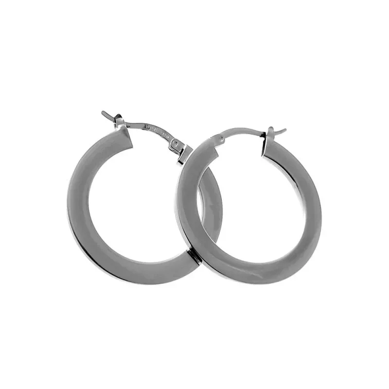 Pendientes plata Ley 925m. aro 28mm. mujer lisos planos 2mm. cierre palillo