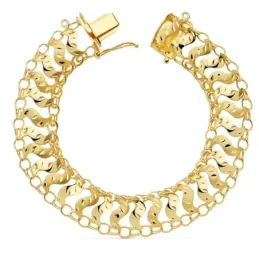 Pulsera oro 18k modelo princesa 20.5cm. mujer calada cierre lengüeta
