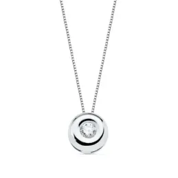 Gargantilla oro blanco 18k cadena 42cm. chatón 2.20mm. diamante 0.045ct.
