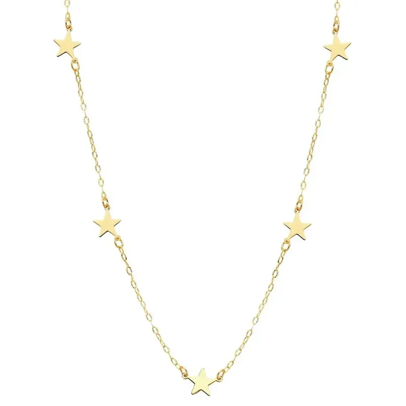 Gargantilla oro 18k cadena 42cm. forzada tallada motivo estrellas 6.5mm.