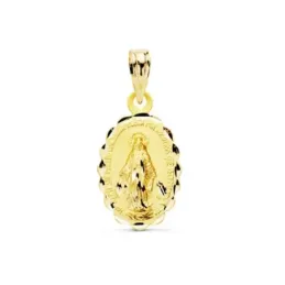 Medalla oro 18k Virgen Milagrosa 18mm. oval cerco tallado