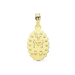 Medalla oro 18k Virgen Milagrosa 18mm. oval cerco tallado