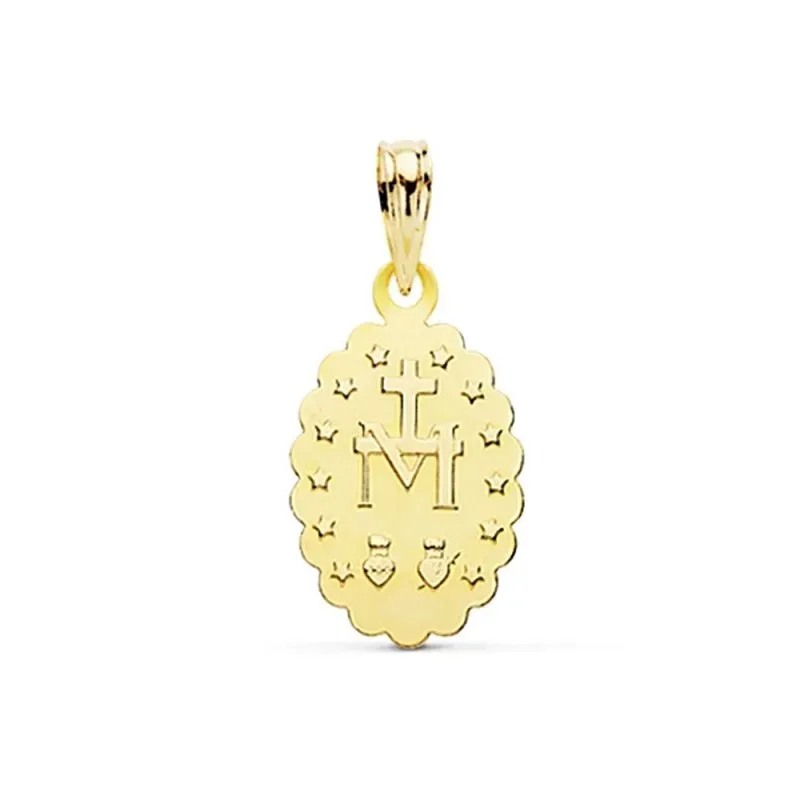 Medalla oro 18k Virgen Milagrosa 18mm. oval cerco tallado