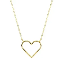 Gargantilla oro 18k cadena 40cm. forzada tallada motivo corazón 16x14mm. calado borde liso