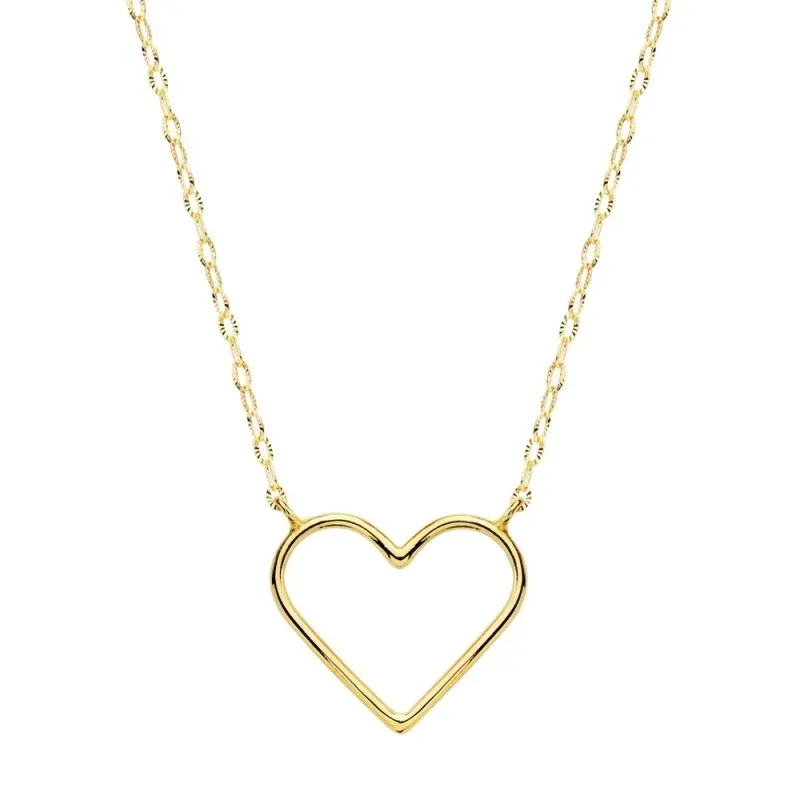 Gargantilla oro 18k cadena 40cm. forzada tallada motivo corazón 16x14mm. calado borde liso