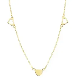 Gargantilla oro 18k cadena 40cm. forzada tallada corazones calados principal centro liso