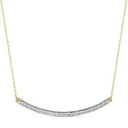 Gargantilla oro bicolor 18k mujer 44cm. centro barra 40mm. curva circonitas