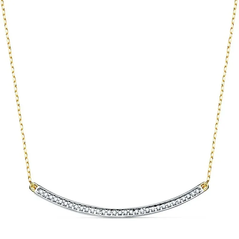 Gargantilla oro bicolor 18k mujer 44cm. centro barra 40mm. curva circonitas