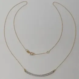 Gargantilla oro bicolor 18k mujer 44cm. centro barra 40mm. curva circonitas