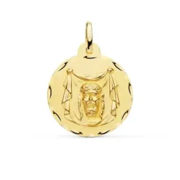 Medalla oro 18k Santa Faz 22mm. redonda borde tallado