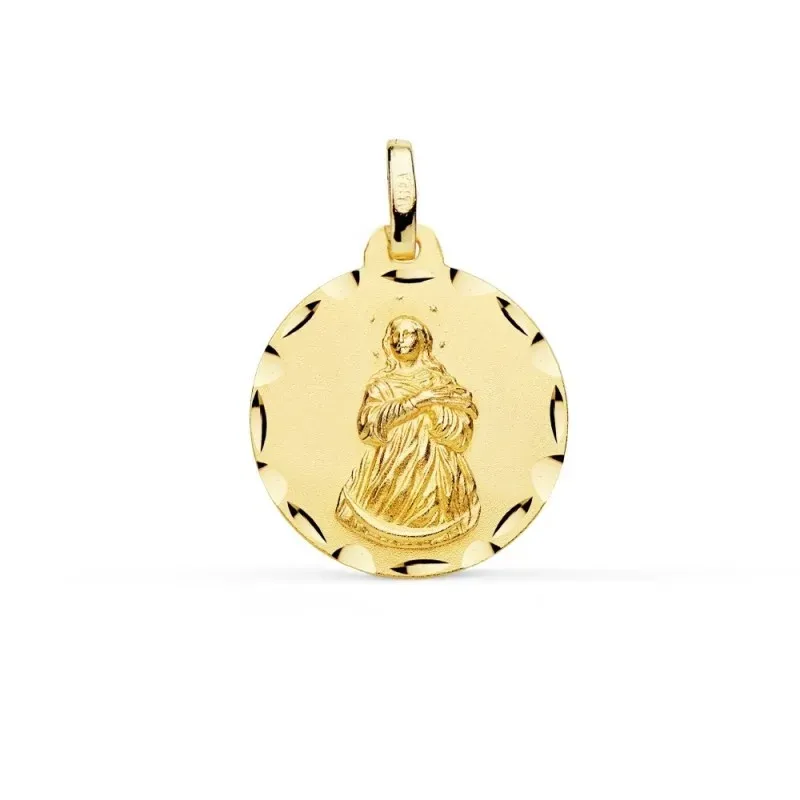 Medalla oro 18k Virgen Inmaculada 18mm. borde tallado