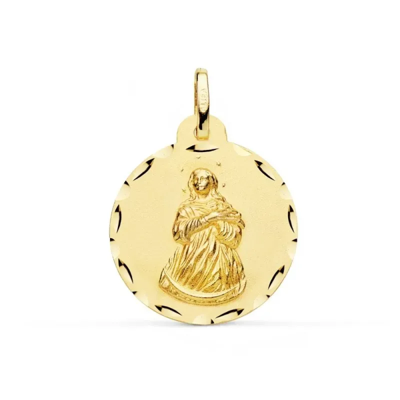 Medalla oro 18k Virgen Inmaculada 22mm. borde tallado