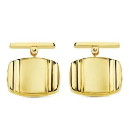 Gemelos oro 18k tonel rectangular 17mm. bandas liso cierre rígido