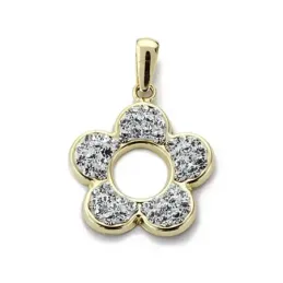 Colgante oro 9k mujer flor 16mm. centro calado pétalos circonitas