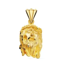 Colgante oro 9k 32mm. cabeza rostro de Cristo detalles tallados