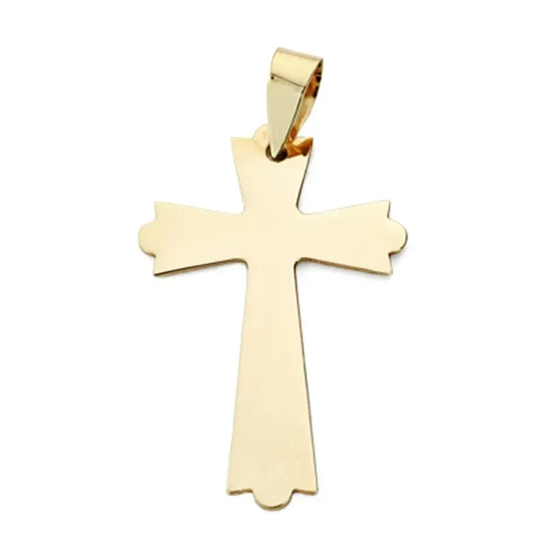 Colgante oro 9k cruz 25mm. lisa plana sin cristo puntas formas redondeadas