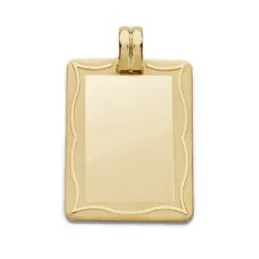 Colgante oro 9k chapa 28mm. rectangular lisa cerco marco detalles