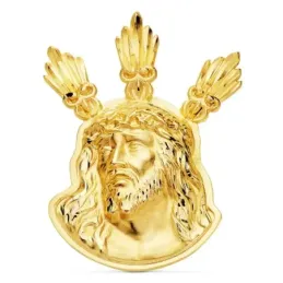 Colgante oro 18k 38mm. cabeza rostro de Cristo Potencias detalles tallados
