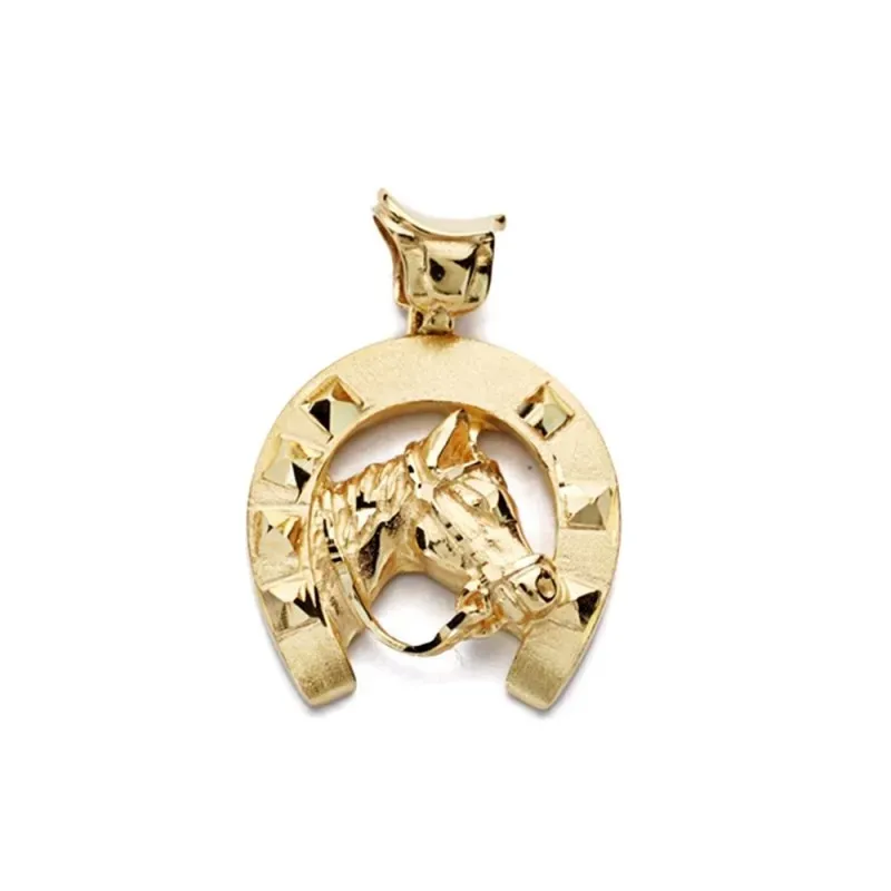 Colgante oro 18k herradura 23mm. caballo reasa forma montura
