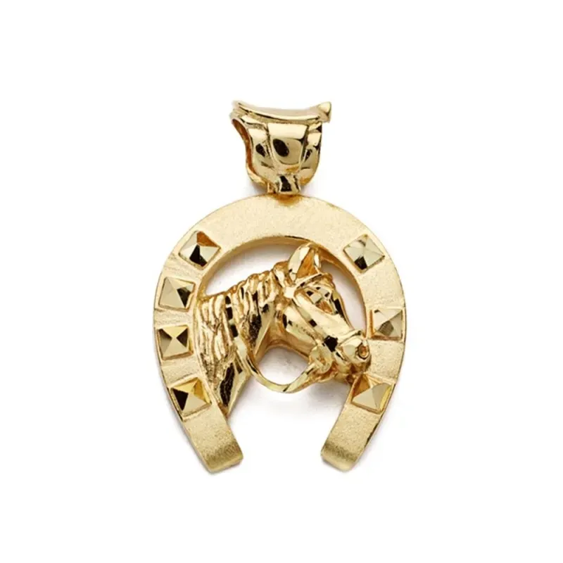 Colgante oro 18k herradura 28mm. caballo reasa forma montura