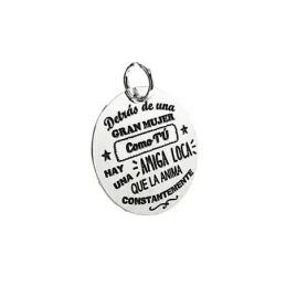 Colgante plata Ley 925m chapa 24mm. lisa redonda mensaje amiga dedicatoria