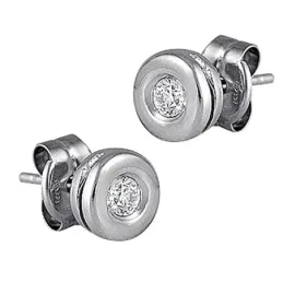 Pendientes Oro Blanco 18k modelo Atenas (2 diamantes 3,00mm. 0,22cts.) Medida:7,10mm.