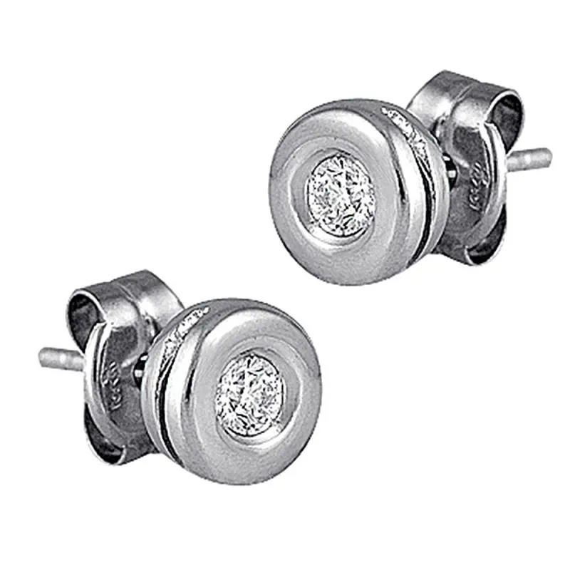 Pendientes Oro Blanco 18k modelo Atenas (2 diamantes 3,00mm. 0,22cts.) Medida:7,10mm.