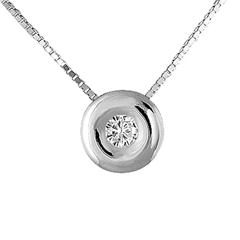 Collar Oro Blanco 18k modelo Atenas (1 Diamante 2,50mm. 0,07cts.) Colgante:7,20mm. Cadena:43cm.
