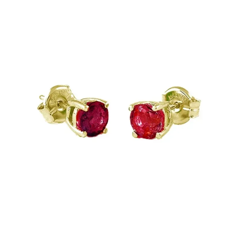 Pendientes Oro Amarillo 18k modelo Garritas Color (2 rubies 5mm. 1,28cts.) Medida: 5mm.