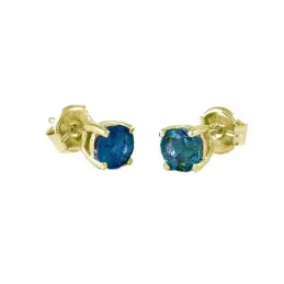 Pendientes Oro Amarillo 18k modelo Garritas Color (2 Zafiros 5mm. 1,22cts.) Medida: 5mm.