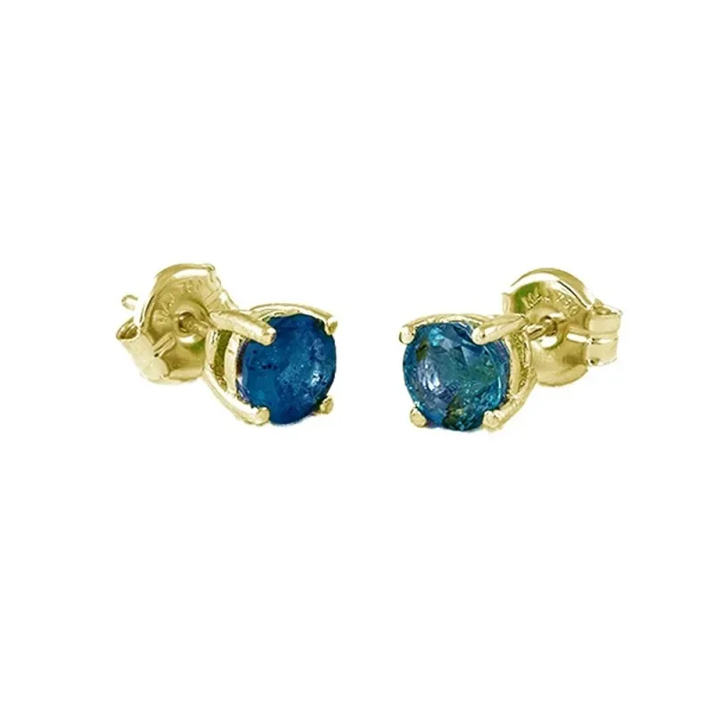 Pendientes Oro Amarillo 18k modelo Garritas Color (2 Zafiros 5mm. 1,22cts.) Medida: 5mm.