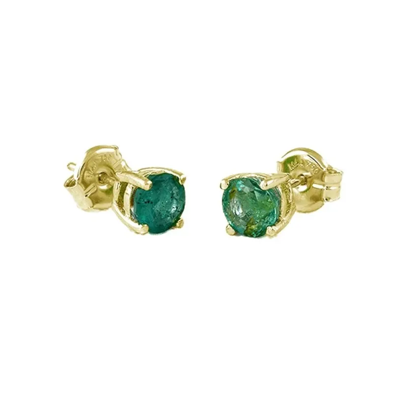 Pendientes Oro Amarillo 18k modelo Garritas Color (2 Esmeraldas 5mm. 0,98cts.) Medida: 5mm.