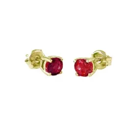 Pendientes Oro Amarillo 18k modelo Garritas Color (2 rubies 4mm. 0,58cts.) Medida: 4mm.