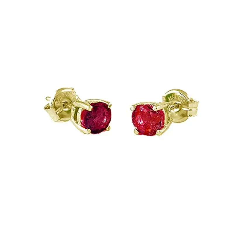 Pendientes Oro Amarillo 18k modelo Garritas Color (2 rubies 4mm. 0,58cts.) Medida: 4mm.