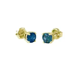 Pendientes Oro Amarillo 18k modelo Garritas Color (2 Zafiros 4mm. 0,76cts.) Medida: 4mm.