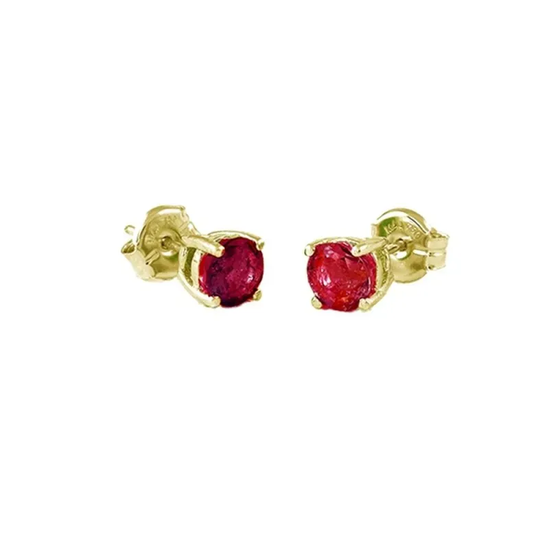 Pendientes Oro Amarillo 18k modelo Garritas Color (2 Rubíes 3mm. 0,42cts.) Medida: 3mm.