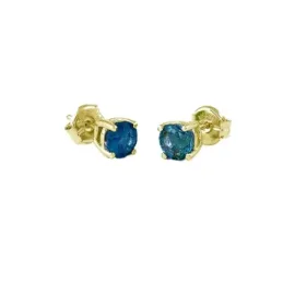 Pendientes Oro Amarillo 18k modelo Garritas Color (2 Zafiros 3mm. 0,32cts.) Medida: 3mm.